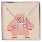 Jewelry Polished Stainless Steel & Rose Gold Finish / Standard Box Interlocking Hearts necklace For My Valentine