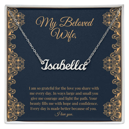 Jewelry Polished Stainless Steel / Standard Box Personalised Name Necklace For My Beloved Wife