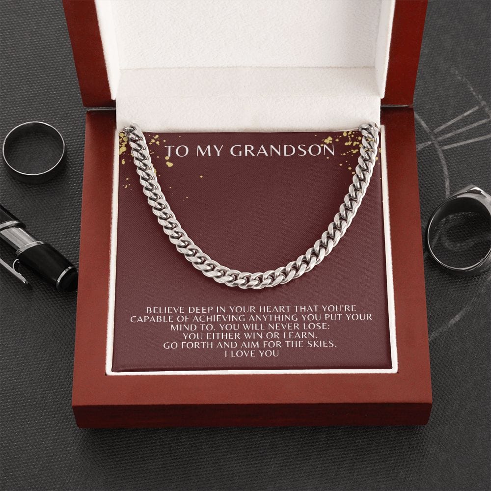 Jewelry Stainless Steel / Luxury Box Cuban Link Chain For My Grandson - 1
