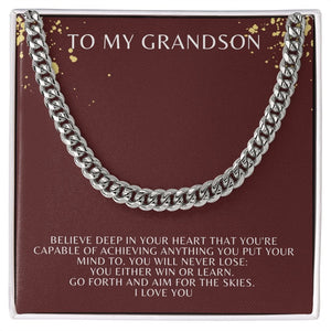 Jewelry Stainless Steel / Standard Box Cuban Link Chain For My Grandson - 1