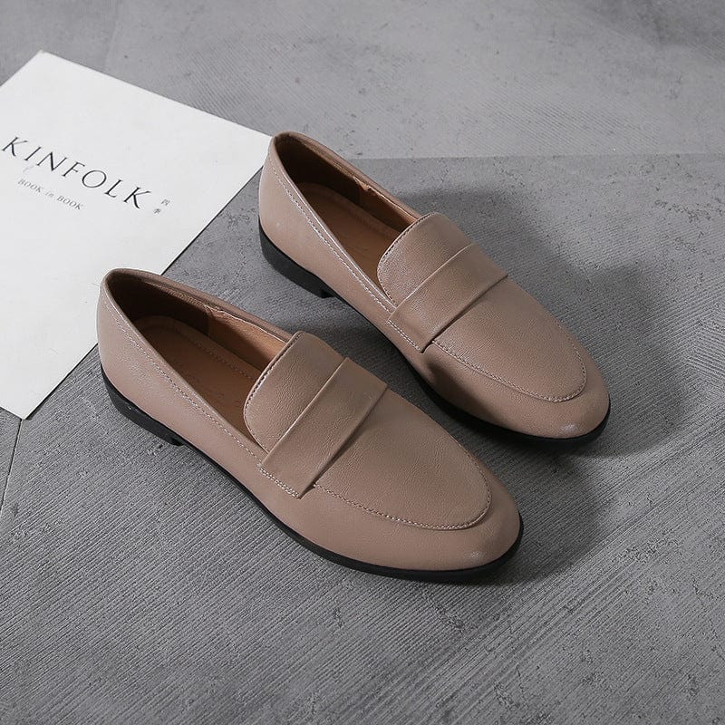 khaki / 43 Basic Designer Shoes Woman Big Size 44 Oxford Shoes for Women High Quality Leather Mocassins Flats Ladies Casual Shoes JJ24