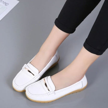 Loafers 2.5 / White Women Comfortable Leather Loafers
