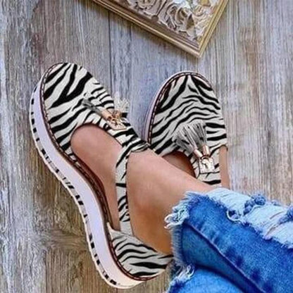 Loafers Zebra / 2 Women's Casual Tassel Shoes