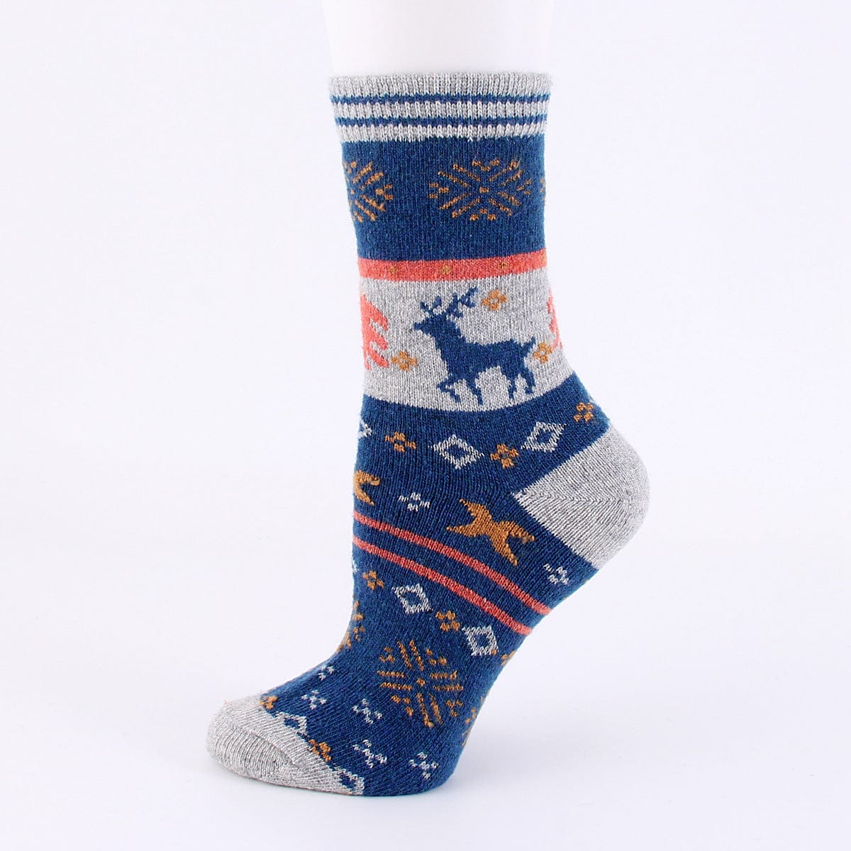 navy blue / Free size Winter thickened women's wool socks cartoon elk socks cross-border sales warm women's socks snow socks wholesale spot