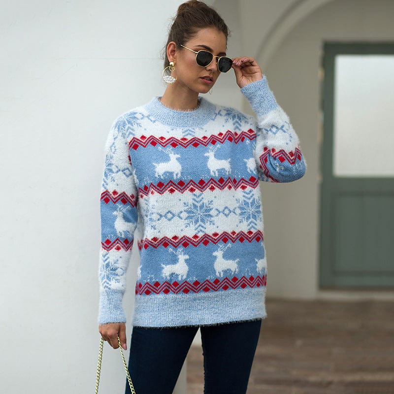 Recommend Christmas sweater women autumn winter European and American Amazon snow fawn jumper jumper