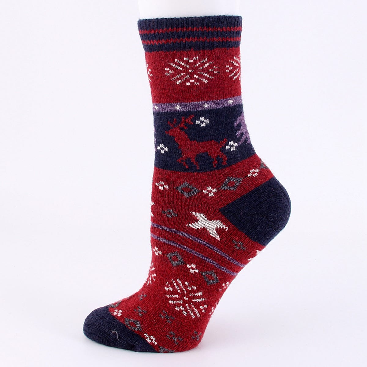 red / Free size Winter thickened women's wool socks cartoon elk socks cross-border sales warm women's socks snow socks wholesale spot