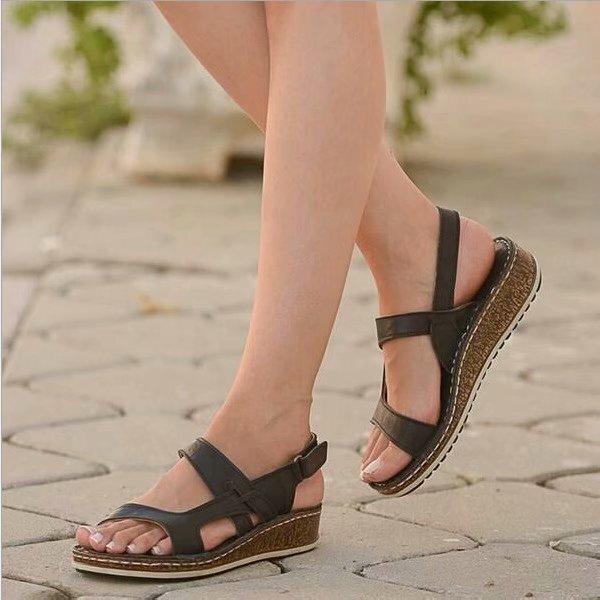 Sandals 2.5 / BLACK Women Orthopedic Summer Vintage Sandals