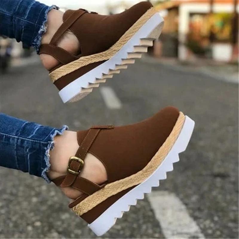 Sandals Coffee / 2 Fashion Antiskid Wedge Heel Suede Shoes For Women
