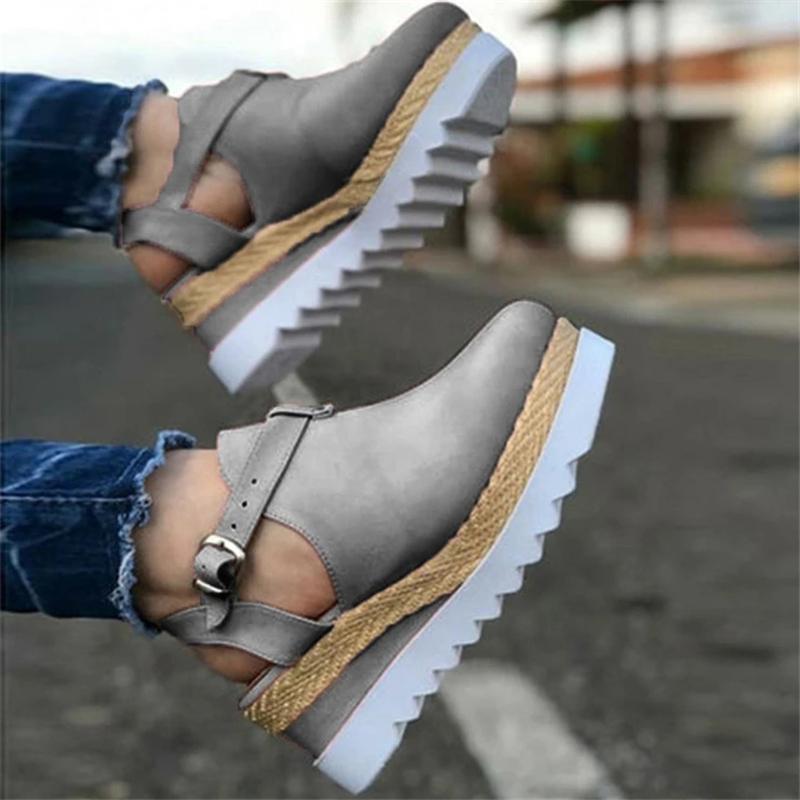 Sandals Gray / 2 Fashion Antiskid Wedge Heel Suede Shoes For Women