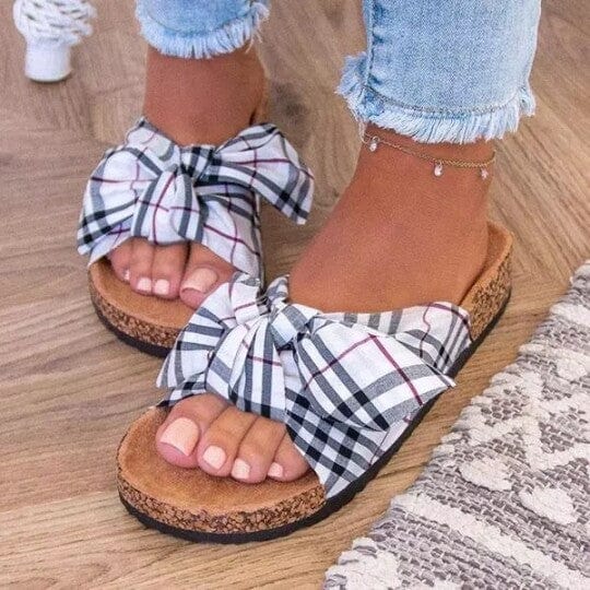 Slippers 2 / White Women Soft Summer Bow Sandals