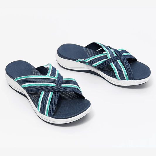 Slippers Blue / 3.5 Product up-gradation-Stretch Cross Orthotic Slide Sandals