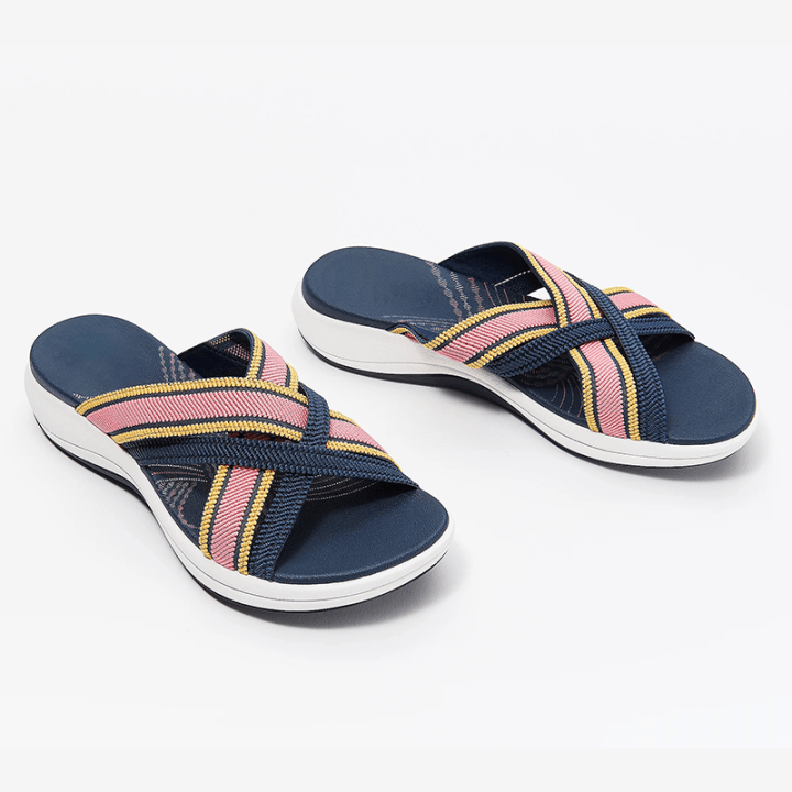 Slippers Pink / 3.5 Product up-gradation-Stretch Cross Orthotic Slide Sandals