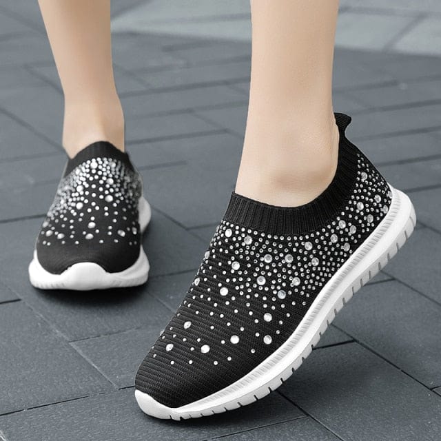 Sneakers 2 / Black Women Knitted Slip On Trainers