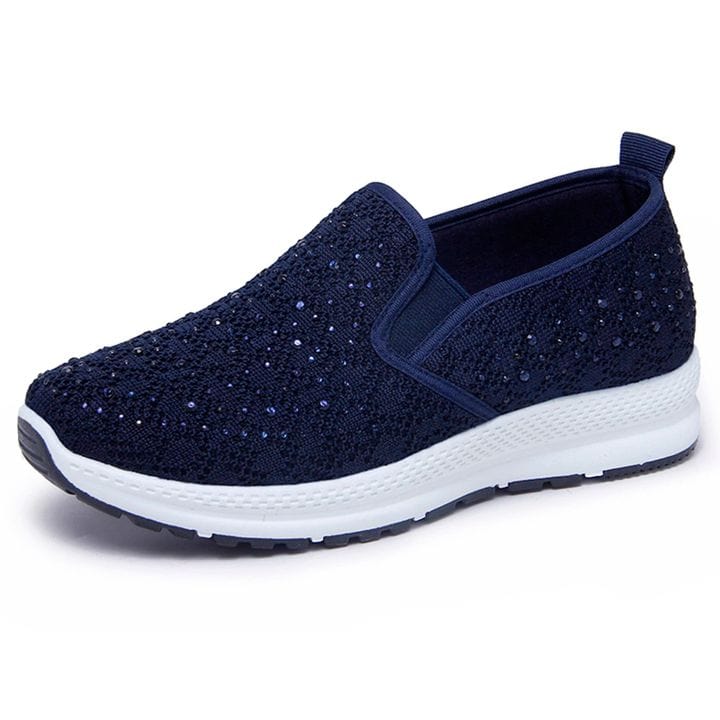 Sneakers 2 / Blue Women Flat Mesh Crystal Sneakers