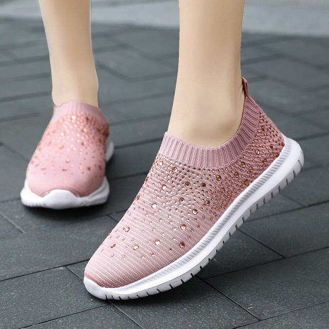 Sneakers 2 / Pink Women Knitted Slip On Trainers