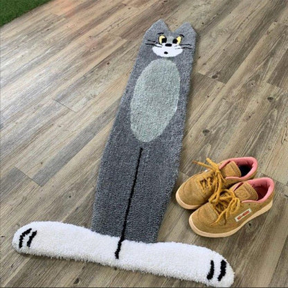 Special-shaped carpet thick imitation cashmere anime creative design stairwell mat cat funny floor mat rugs for bedroom