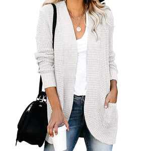 white / M Women Autumn Chunky Knitted Cardigan