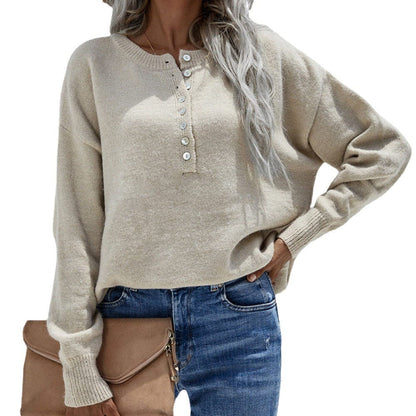 Women Single Breasted Knit Cardigan Casual Solid Loose O neck Lantern Sleeve Tops 2021 Autumn Winter Streetwear Sweater Cardigan